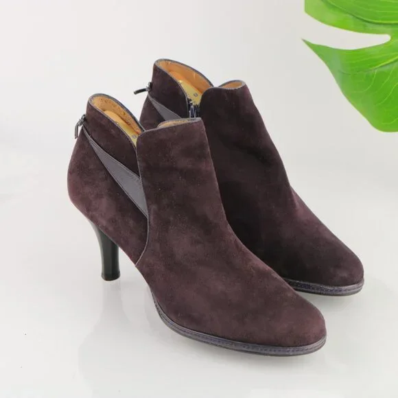 Sofft Womens Gala Boot Size 9.5 M Plum Purple Suede Kitten Heel Elegant Bootie - Picture 12 of 12